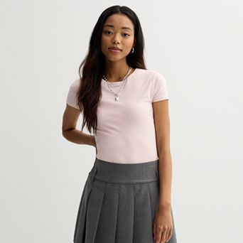 Juniors' SO® Crewneck Short Sleeve Bodysuit