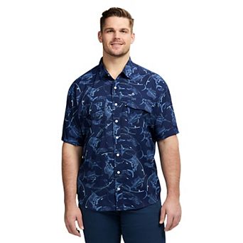 Big & Tall IZOD Sunshield Performance Woven Short Sleeve Button-Down Shirt