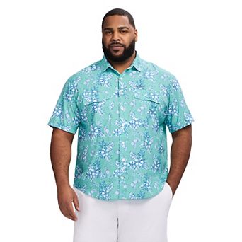 Big & Tall IZOD Sunshield Performance Woven Short Sleeve Button-Down Shirt