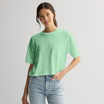 Juniors' SO Boxy Crop Pocket Tee