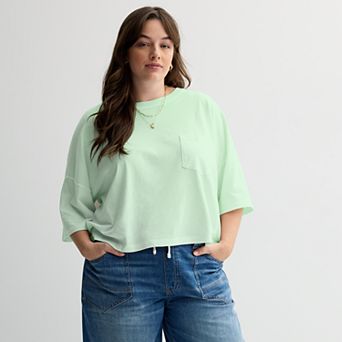 Juniors' Plus Size SO® Boxy Crop Pocket Tee