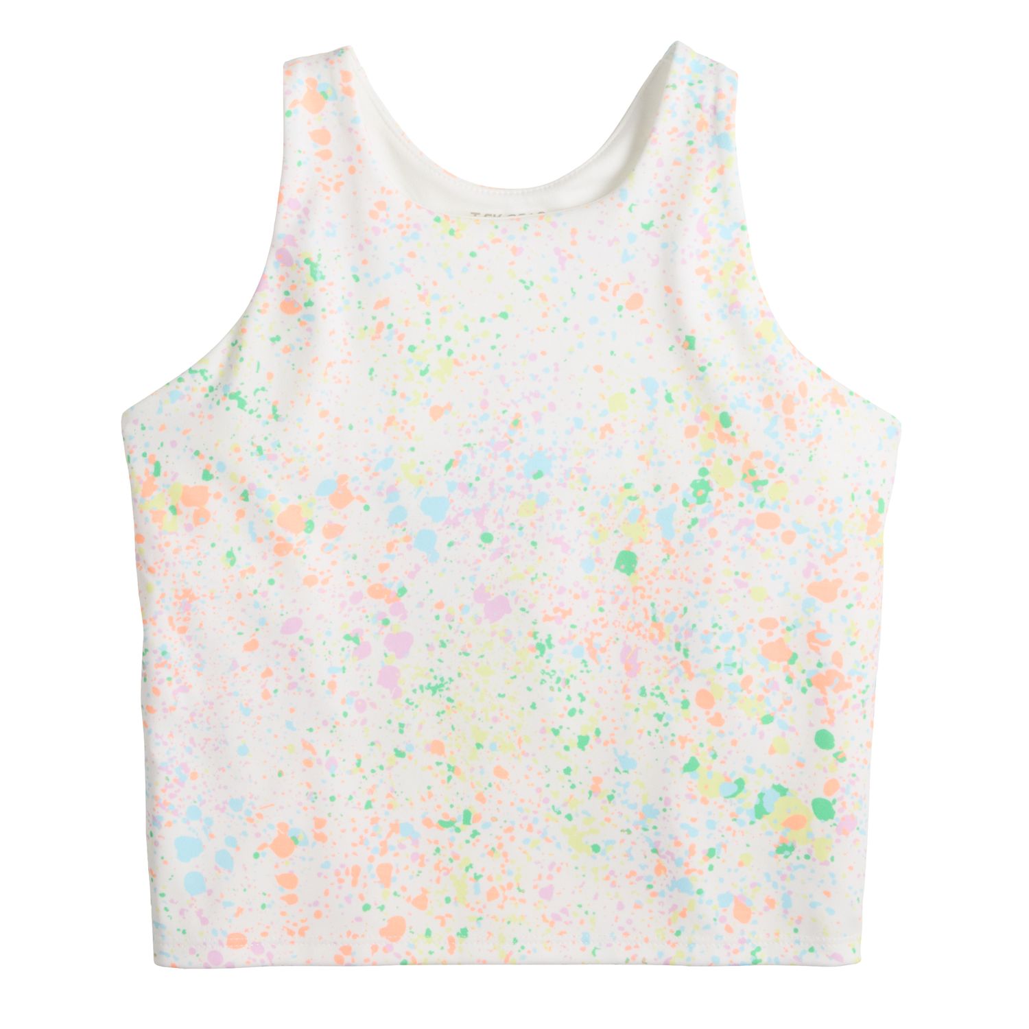 Girls 7-20 Tek Gear® Longline Bra Tank Top in Regular & Plus - White Splatter (XXL(18/20))
