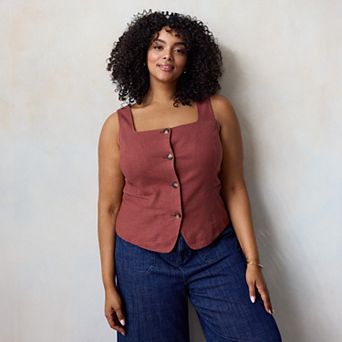 Plus Size LC Lauren Conrad Thin Strap Square Neck Vest