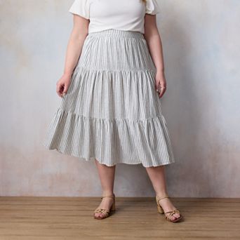Plus Size LC Lauren Conrad Three Tier Midi Skirt