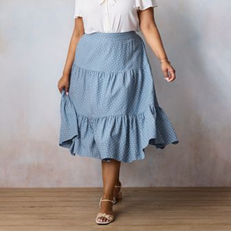 Plus Size LC Lauren Conrad Three Tier Midi Skirt