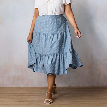 Plus Size LC Lauren Conrad Three Tier Midi Skirt