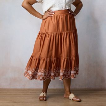 Plus Size LC Lauren Conrad Three Tier Midi Skirt