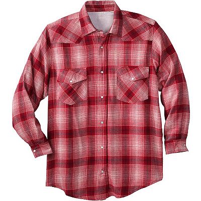 Chemise Western Saddle King XL Homme - Rouge à Carreaux Flanelle, Boutons Pression