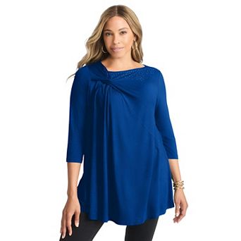 Jessica London Women's Plus Size Twist-Front Trapeze Tunic