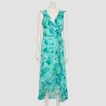 Women's London Times Side Tie Ruffle Wrap Dress