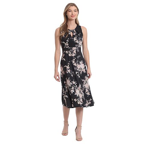 Женские платья London Women's London Times Keyhole Pleated Neck Midi Dress