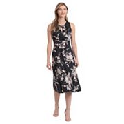 london times dresses black London Times Plus Size 3/4-Sleeve Tab-Waist Sheath Dress - Black