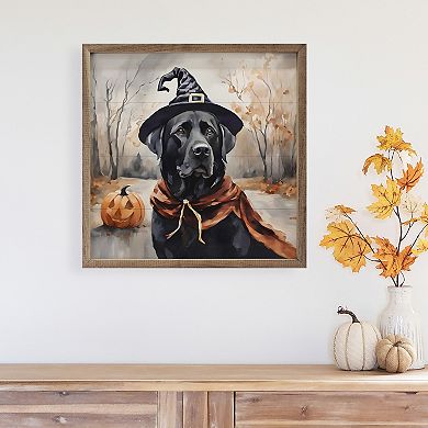 Kendrick Home Halloween Black Lab Framed Wall Art