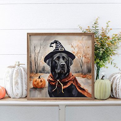 Kendrick Home Halloween Black Lab Framed Wall Art