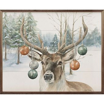 Kendrick Home Christmas Deer Framed Wall Art
