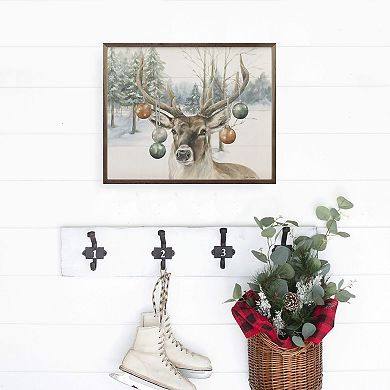 Kendrick Home Christmas Deer Framed Wall Art