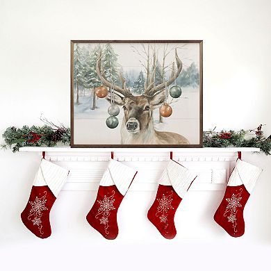 Kendrick Home Christmas Deer Framed Wall Art