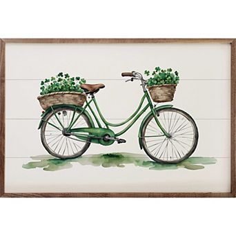 Kendrick Home Green Bike Framed Wall Art