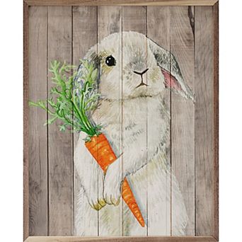 Kendrick Home Bunny With Carrot Framed Wall Art