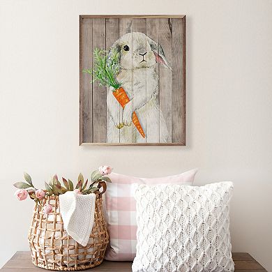 Kendrick Home Bunny With Carrot Framed Wall Art