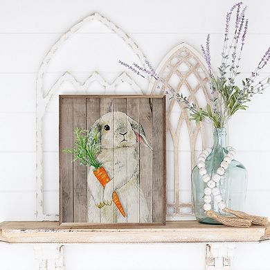 Kendrick Home Bunny With Carrot Framed Wall Art