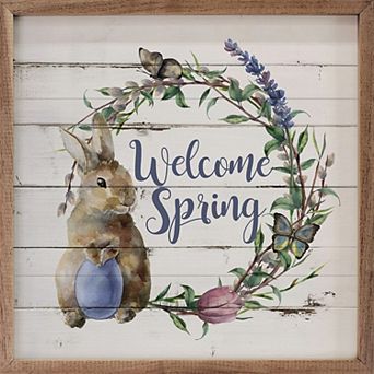 Kendrick Home Welcome Spring Bunny Framed Wall Art