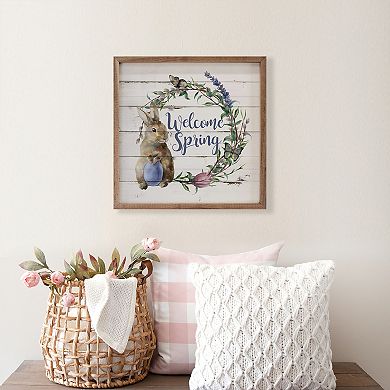 Kendrick Home Welcome Spring Bunny Framed Wall Art