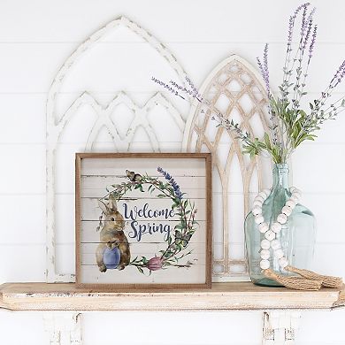 Kendrick Home Welcome Spring Bunny Framed Wall Art