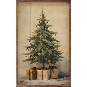 Kendrick Home Christmas Tree With Presents Framed Wall Art