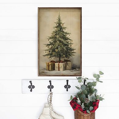 Kendrick Home Christmas Tree With Presents Framed Wall Art