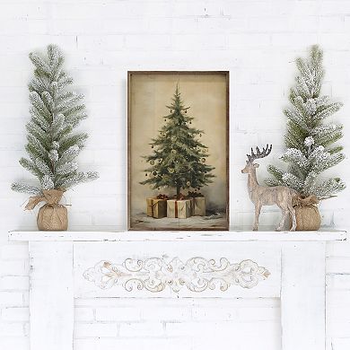 Kendrick Home Christmas Tree With Presents Framed Wall Art