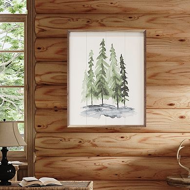 Kendrick Home Watercolor Pines Framed Wall Art