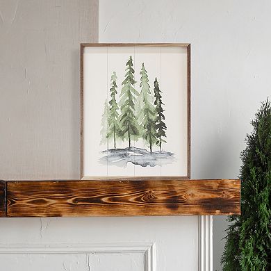 Kendrick Home Watercolor Pines Framed Wall Art