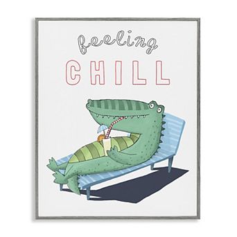 Stupell Home Decor Feeling Chill Alligator Framed Canvas Wall Art