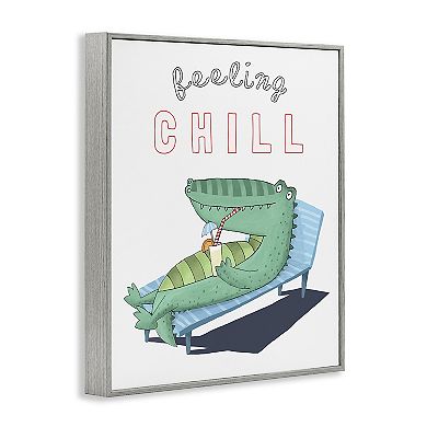 Stupell Home Decor Feeling Chill Alligator Framed Canvas Wall Art