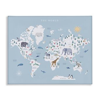 Stupell Home Decor World Animals Map Wall Art