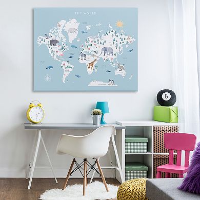 Stupell Home Decor World Animals Map Wall Art