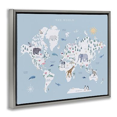 Stupell Home Decor World Animals Map Wall Art