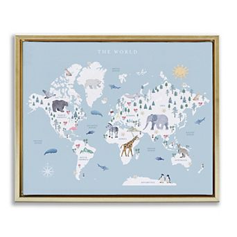 Stupell Home Decor World Animals Map Wall Art