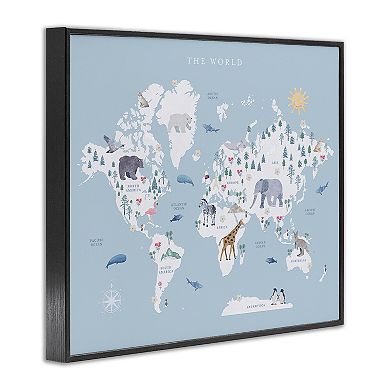 Stupell Home Decor World Animals Map Wall Art