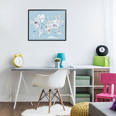 Stupell Home Decor World Animals Map Wall Art