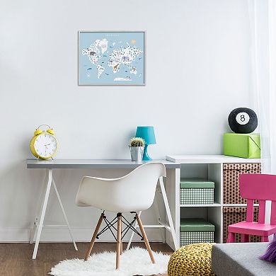 Stupell Home Decor World Animals Map Wall Art
