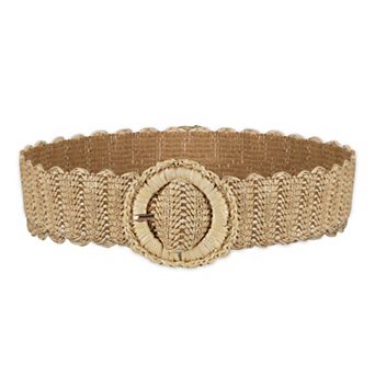 Women's LC Lauren Conrad Scalloped Edge Straw Slider Belt