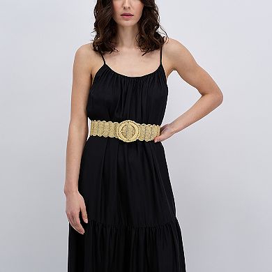 Women's LC Lauren Conrad Scalloped Edge Straw Slider Belt
