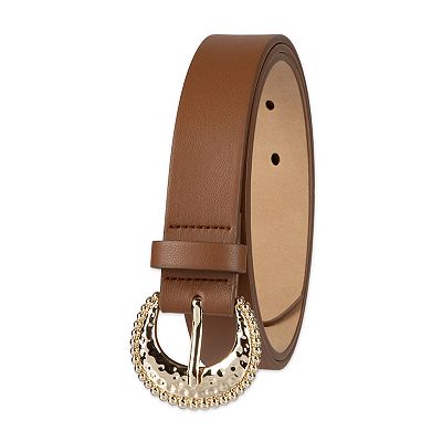 gold dress belt women Women's Hold It Together Dark Taupe Faux Leather with Sculpted Buckle | Size: Os 0.4/0.55 Sizing Gold Metal Punk Belts Leather