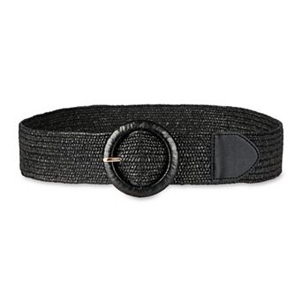 Women's LC Lauren Conrad Stretch Woven Raffia Belt with Circular Buckle