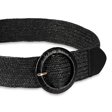 Women's LC Lauren Conrad Stretch Woven Raffia Belt with Circular Buckle