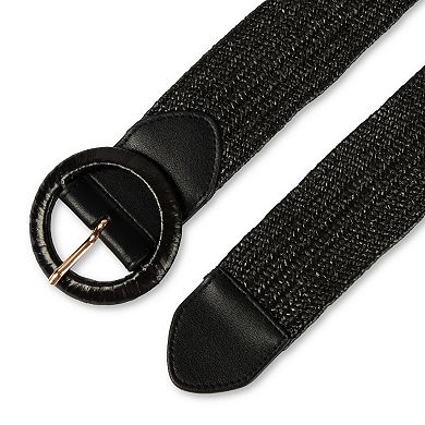 Women's LC Lauren Conrad Stretch Woven Raffia Belt with Circular Buckle