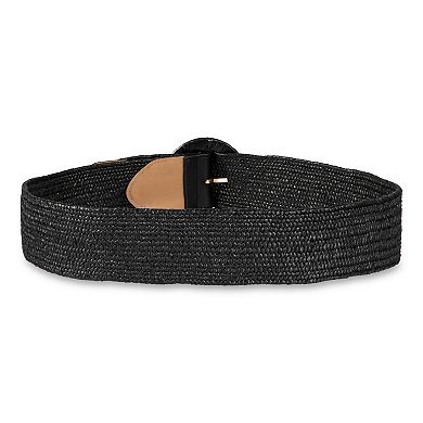 Women's LC Lauren Conrad Stretch Woven Raffia Belt with Circular Buckle