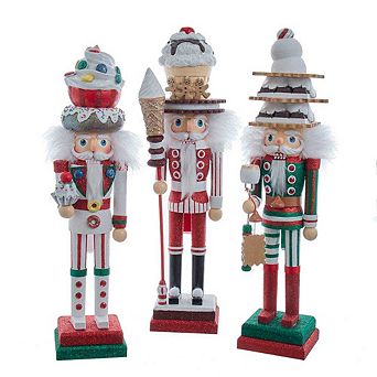 18" Hollywood Christmas Nutcrackers Dessert Nutcracker, Set Of 3 Assorted Designs